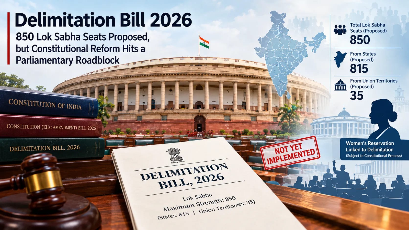 Delimitation Bill 2026: 850 Lok Sabha Seats Proposed, but Constitutional Reform Hits a Parliamentary Roadblock