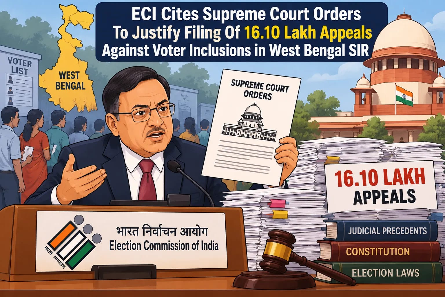 ECI Cites Supreme Court Orders To Justify Filing Of 16.10 Lakh Appeals Against Voter Inclusions in West Bengal SIR