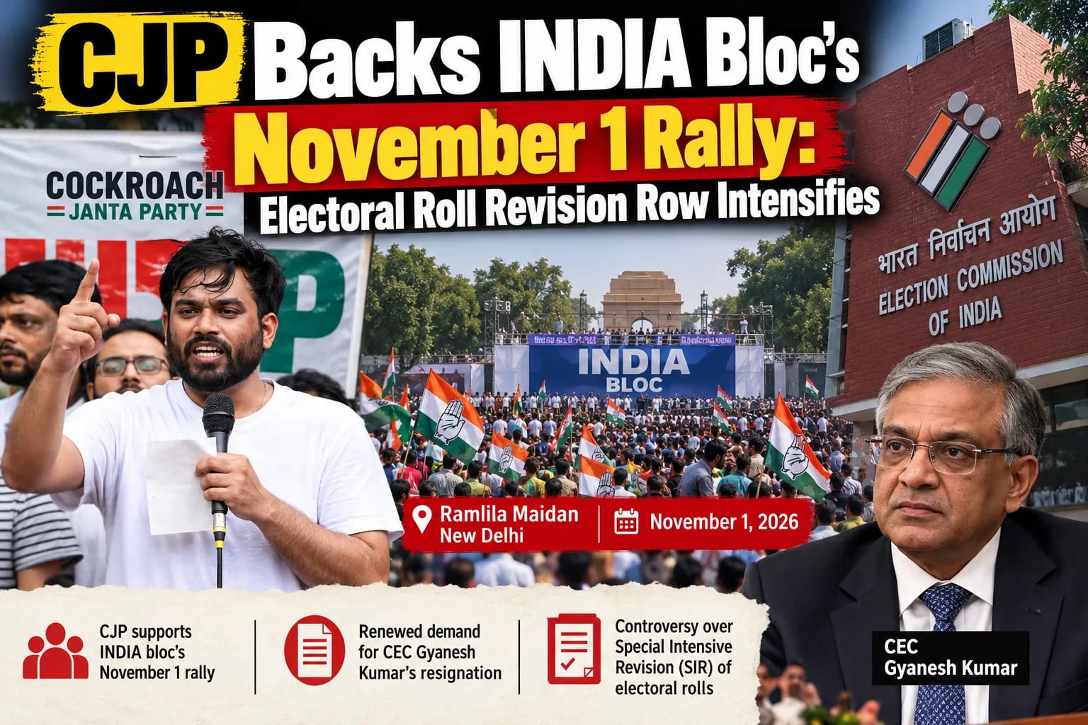 CJP Backs INDIA Bloc’s November 1 Rally: Electoral Roll Revision Row Intensifies