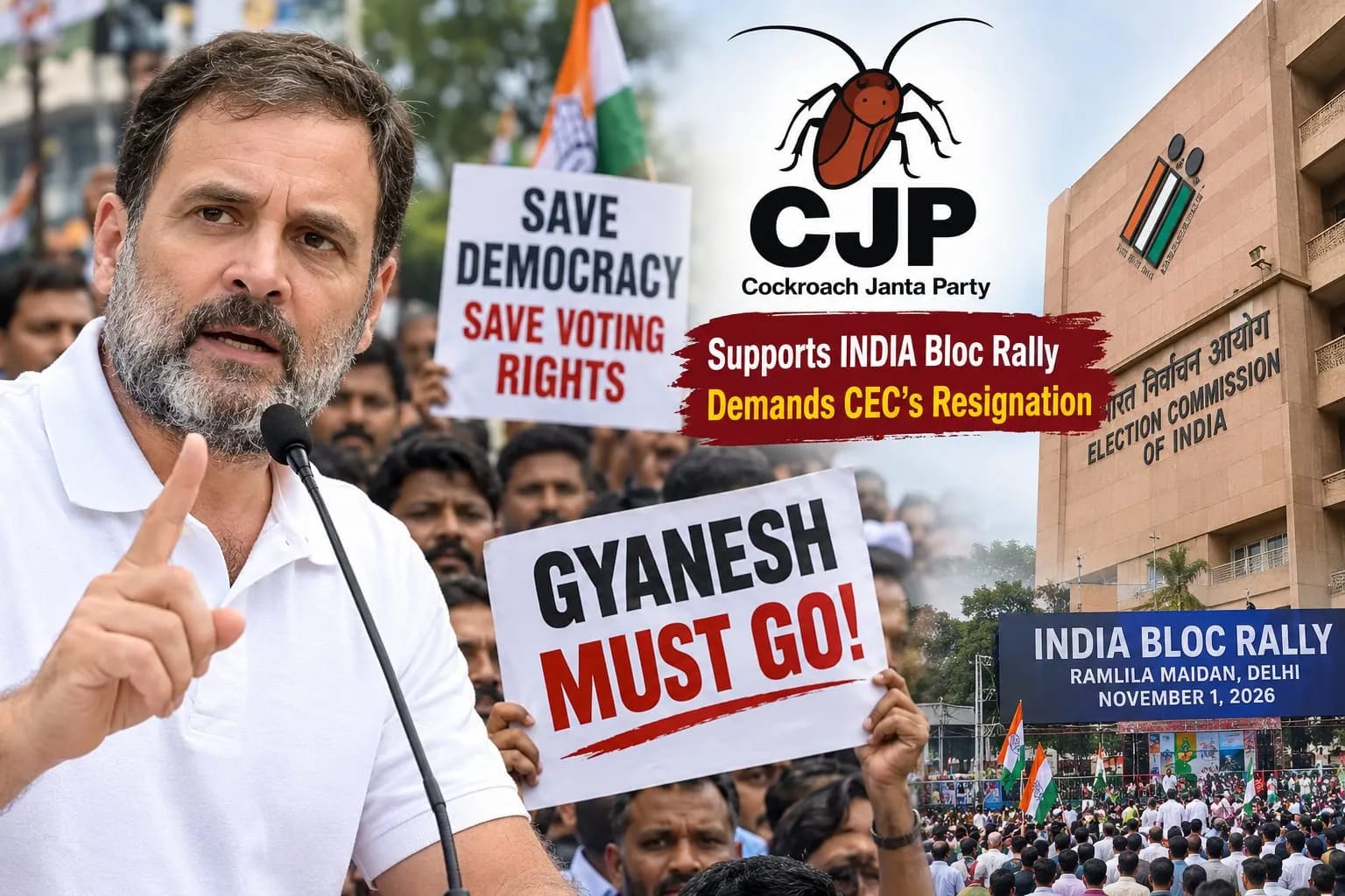CJP Backs Rahul Gandhi and INDIA Bloc’s November 1 Rally, Demands Chief Election Commissioner’s Resignation Over SIR Row