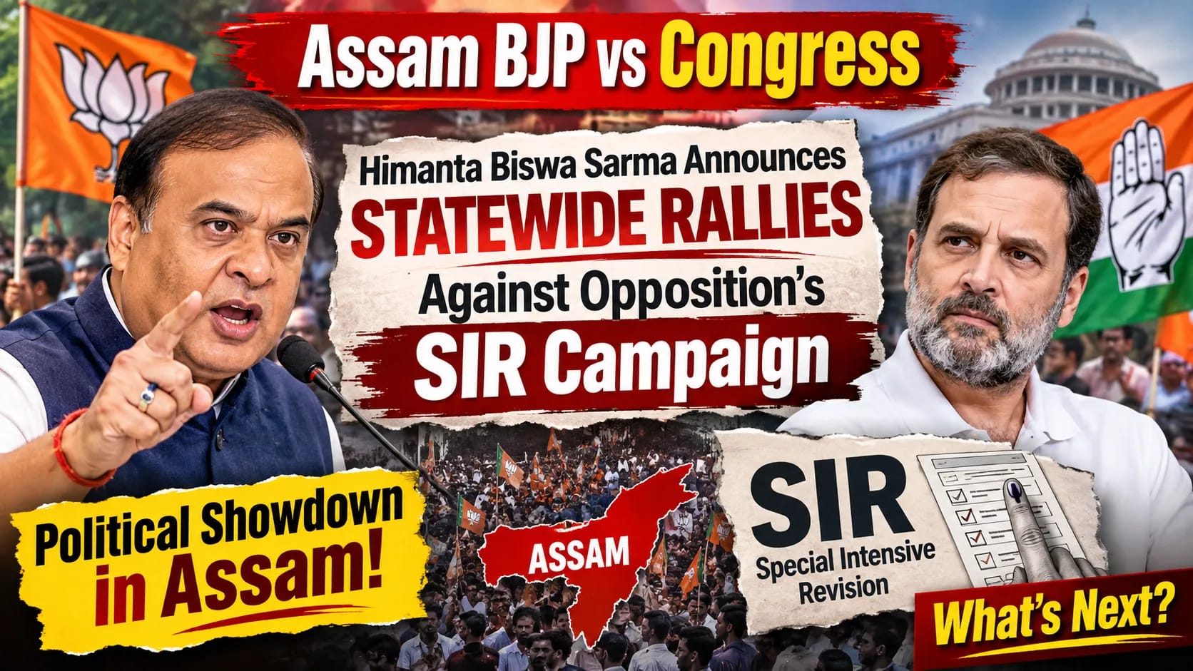 Assam BJP vs Congress: Himanta Biswa Sarma Announces Statewide Rallies Against Opposition's SIR Campaign Ahead of Electoral Battle
